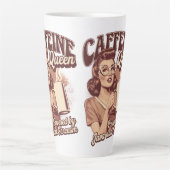 Cafeïne Queen - Java & Sarcasme Retro Design Latte Mok (Voorkant)