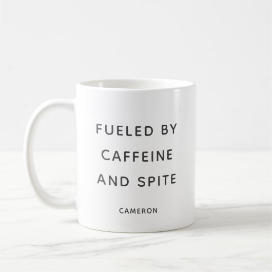 Cafeïne Spite Snarky Sarcastische Humor Gepersonal Koffiemok (Links)