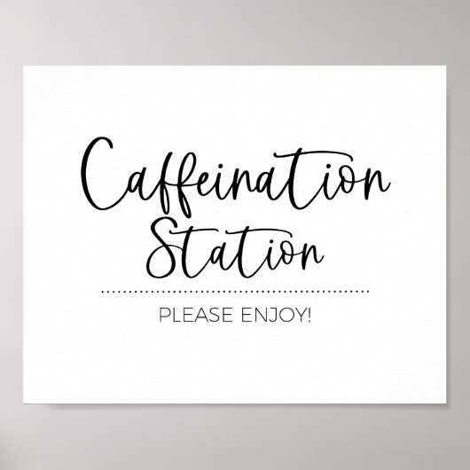 Cafeïne Station, Koffie Espresso Bar Teken Poster (Voorkant)