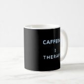 "CAFEÏNE > THERAPIE" Dark Mode Mok (Voorkant rechts)