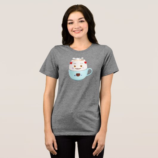 Cafeïne & Vriendelijkheid Coffee Cup Sticker – Sch Tri-Blend Shirt (Voorkant volledig)
