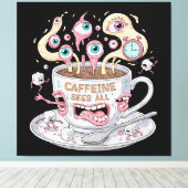 Cafeïne ziet alle canvas muurkunst afdruk (Insitu (Houten vloer))