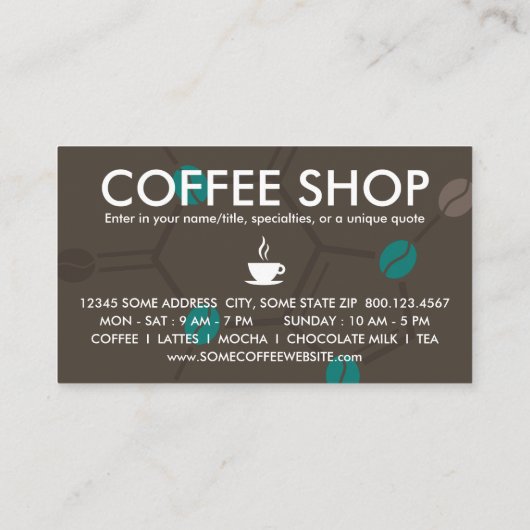 cafeïnebonenmolecule klantenkaartje (Achterkant)