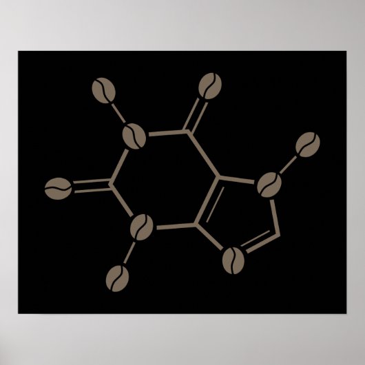 cafeïnebonenmolecule poster (Voorkant)