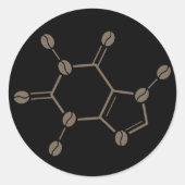 cafeïnebonenmolecule ronde sticker (Voorkant)