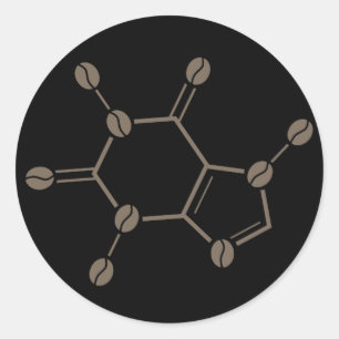 cafeïnebonenmolecule ronde sticker