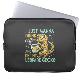 Cafeïnegezelschap: Leopard Gecko Coffee Bliss Laptop Sleeve