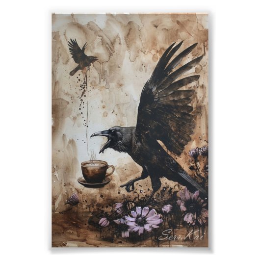 Cafeïnehoudende Corvid fotoprint Foto Afdruk (Voorkant)