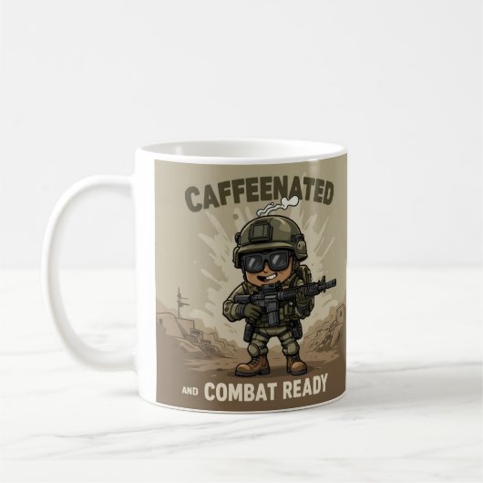 Cafeïnehoudende en gevechtsklaar - Patriotic Coffe Koffiemok (Links)