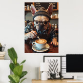 Cafeïnehoudende Frenchie: Bonen Voordat Barks Begi Poster (Thuiskantoor)