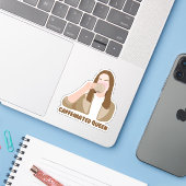 cafeïnehoudende koningin sticker (Laptop met iPhone)