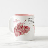 "Cafeïnehoudende Kousenband Stitch" - Breien Roze Tweekleurige Koffiemok (Voorkant links)