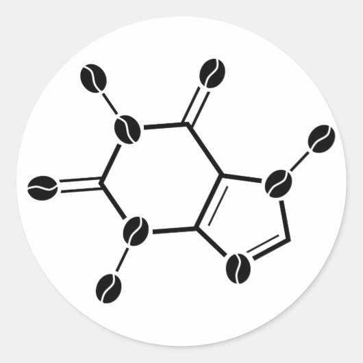 cafeïnemoleculaire bonen ronde sticker (Voorkant)