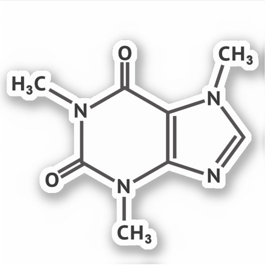 Cafeïnemoleculaire structuur sticker (Voorkant)