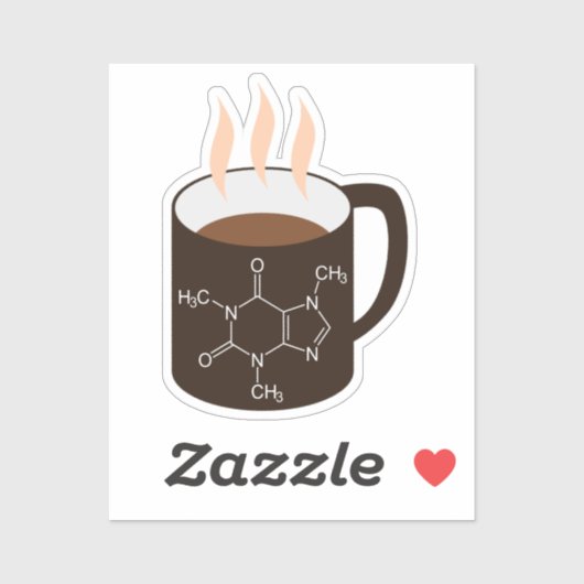 Cafeïnemolecule (chemische formule) Grappige koffi Sticker (Vel)