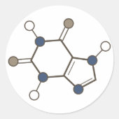 cafeïnemolecule ronde sticker (Voorkant)