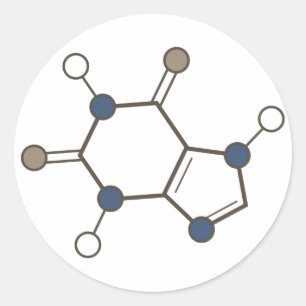 cafeïnemolecule ronde sticker