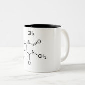 cafeïnemolecule tweekleurige koffiemok (Voorkant rechts)