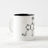 cafeïnemolecule tweekleurige koffiemok (Voorkant links)