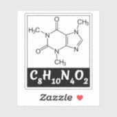 Cafeïnemolecuul (chemische formule C8H10N4O2) Sticker (Vel)
