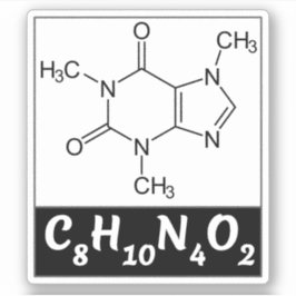 Cafeïnemolecuul (chemische formule C8H10N4O2) Sticker