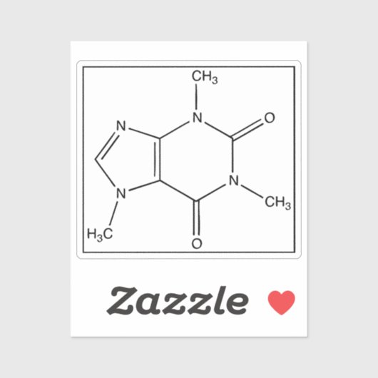 Cafeïnemolecuul (chemische formule) sticker (Vel)