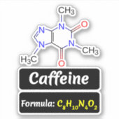 Cafeïnemolecuul (chemische structuurformule) sticker (Voorkant)