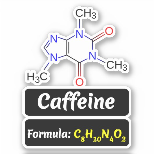 Cafeïnemolecuul (chemische structuurformule) sticker (Voorkant)