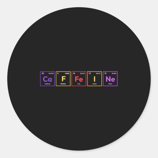 Cafeïnemolecuul Koffie Chemische Formule Chemie Ronde Sticker (Voorkant)
