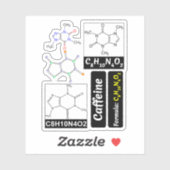 Cafeïnemolecuul (koffieschemie) onderwijs sticker (Vel)