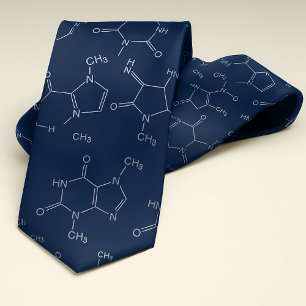 Cafeïnemolecuul marine blauw stropdas
