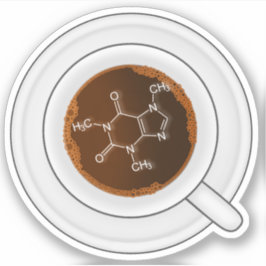 Cafeïnemolecuul (structuur) koffiekopje sticker