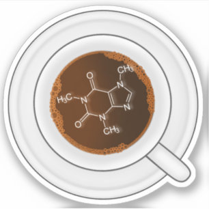 Cafeïnemolecuul (structuur) koffiekopje sticker