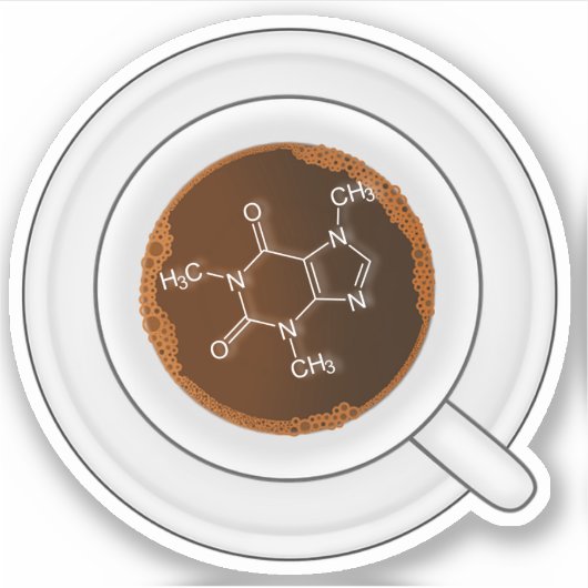 Cafeïnemolecuul (structuur) koffiekopje sticker (Voorkant)