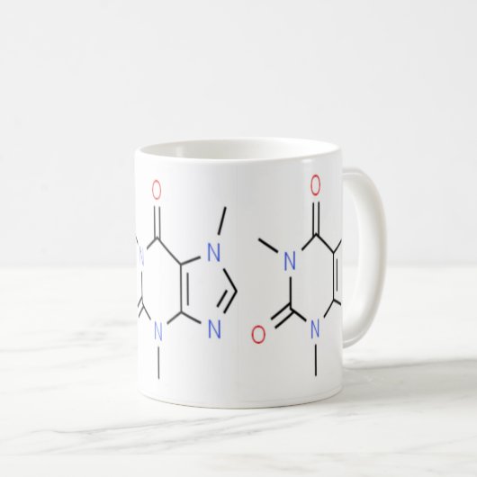 "Cafeïnemolecuulchemie" Koffiemok (Voorkant rechts)