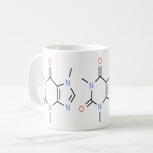 "Cafeïnemolecuulchemie" Koffiemok (Voorkant links)