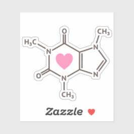 Cafeïnemolecuulstructuur met hart sticker