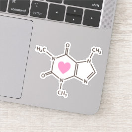 Cafeïnemolecuulstructuur met hart sticker