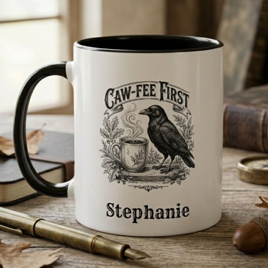Caféïneverslaafde Grappige Raaf Gotische Vogel Kun Mok