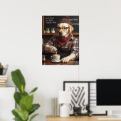 Cafeïnevrije hond in een gezellige flanel poster (Thuiskantoor)