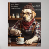 Cafeïnevrije hond in een gezellige flanel poster (Voorkant)