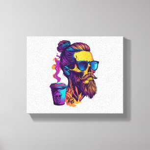 Cafeïnevrije schedel - Grappig Barista skelet Canvas Afdruk