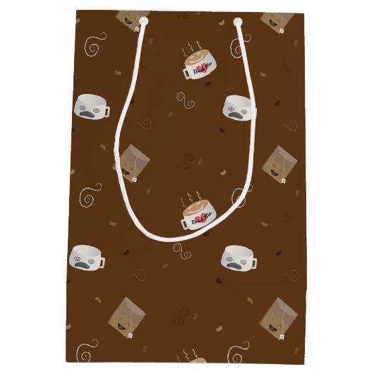 cafeïnevrije wereld (patroon) medium cadeauzakje (Achterkant)