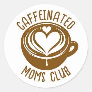 Cafémoeders Club Trendy Mama Coffieliefhebber Ronde Sticker