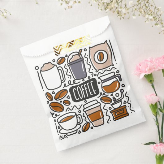 Caféparty geschenkentas, cafe latte espresso bedankzakje (Gezegeld)