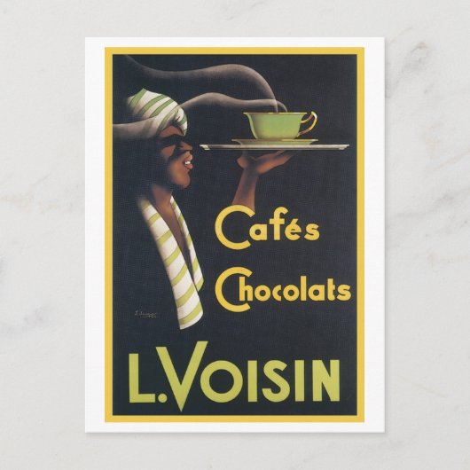 Cafes Chocolats L. Voisin Vintage Ad Briefkaart (Voorkant)