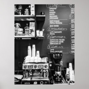 Caféscene met espressoapparaat poster