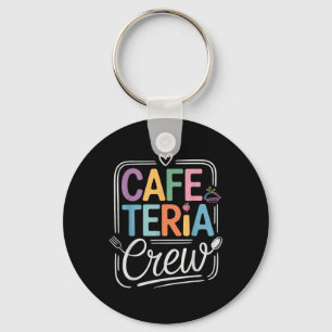Cafetaria Crew kleurrijke letters met keukenpictog Sleutelhanger
