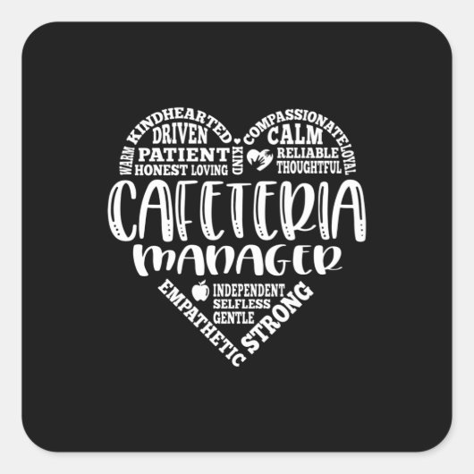 Cafetaria manager, lunch dame, werknemer vierkante sticker (Voorkant)