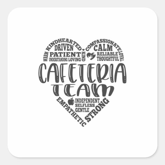 Cafetaria team, lunch dame werker vierkante sticker (Voorkant)